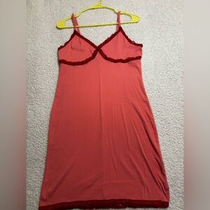 Wild Fable Pink Bodycon Dress with Red Lace Trim